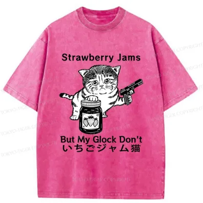 Tokyo-Tiger Strawberry Jam Cat Washed T-Shirt