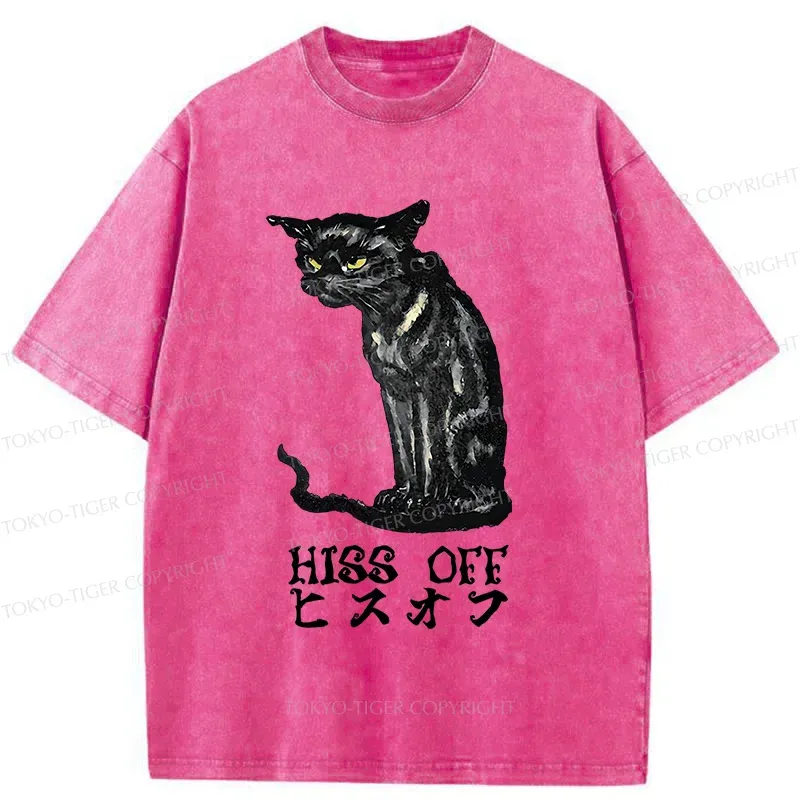Tokyo-Tiger Watchful Black Cat Washed T-Shirt