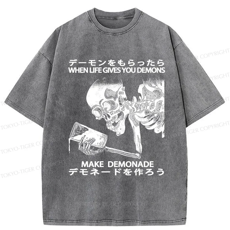 Tokyo-Tiger Make Demonade Funny Washed T-Shirt