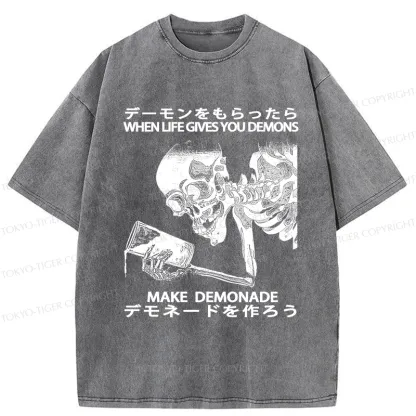 Tokyo-Tiger Make Demonade Funny Washed T-Shirt