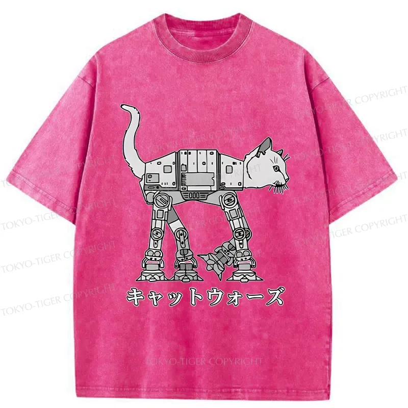 Tokyo-Tiger Cat Wars Washed T-Shirt