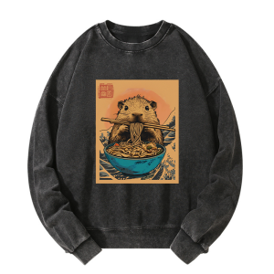 Image of Tokyo-Tiger Opossum Eats Ramen Washed Sweatshirt