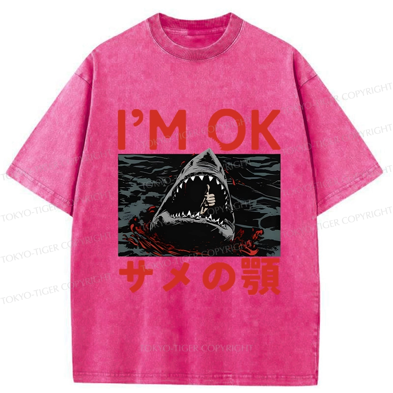 Tokyo-Tiger Funny I'm Ok Washed T-Shirt