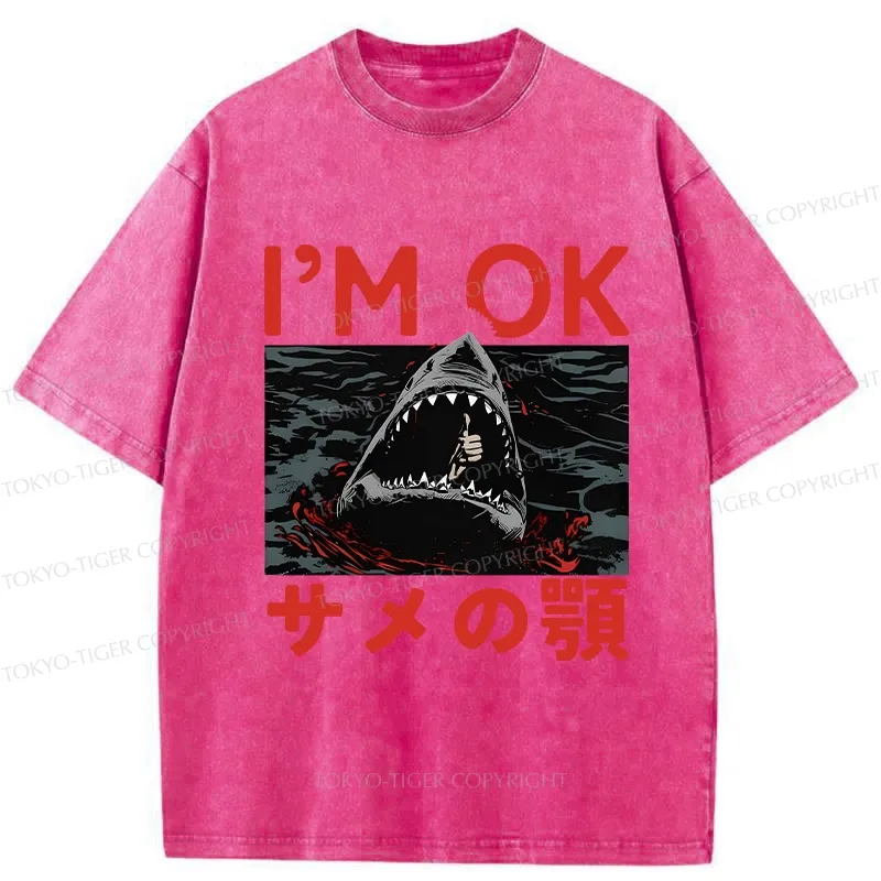 Tokyo-Tiger Funny I'm Ok Washed T-Shirt