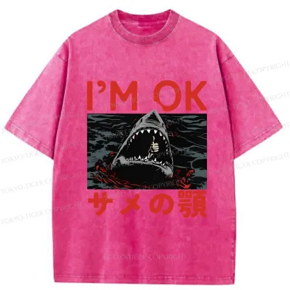 Tokyo-Tiger Funny I'm Ok Washed T-Shirt