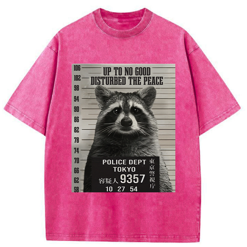 Tokyo-Tiger Arrested Raccoon Washed T-Shirt