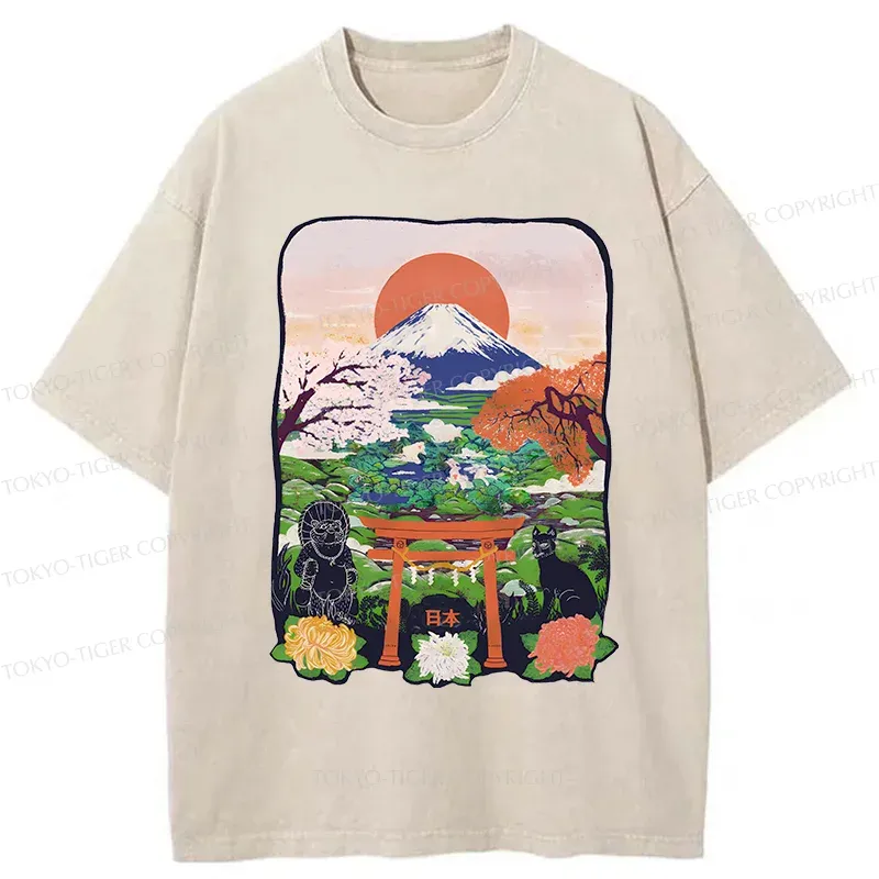 Tokyo-Tiger Japan Attractions Washed T-Shirt