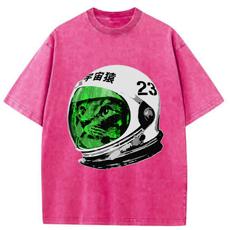 Tokyo-Tiger Astronaut Cat Washed T-Shirt