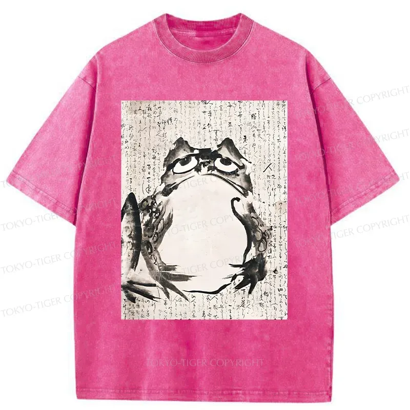 Tokyo-Tiger Retro Japanese frog Washed T-Shirt