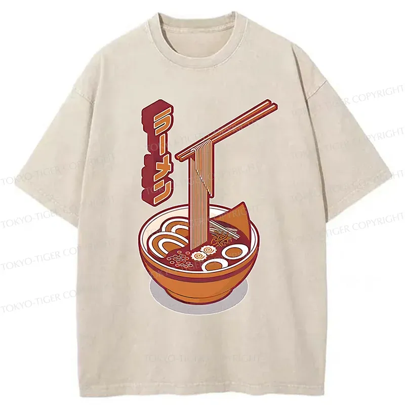 Tokyo-Tiger Retro Japanese Ramen Washed T-Shirt