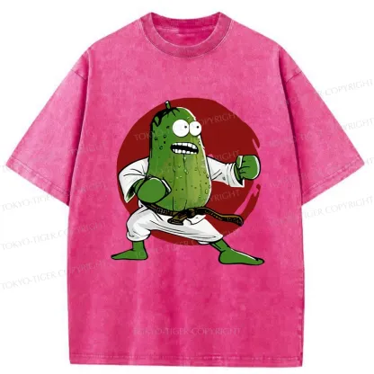 Tokyo-Tiger Pickle Self Defense Funny Washed T-Shirt