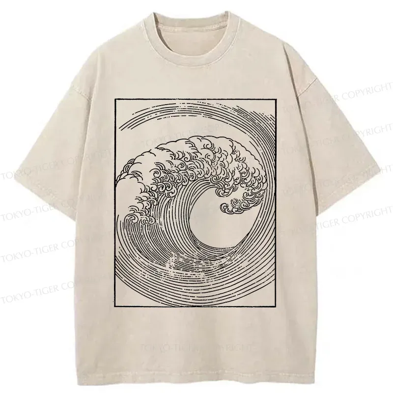 Tokyo-Tiger Minimalist Wave Washed T-Shirt