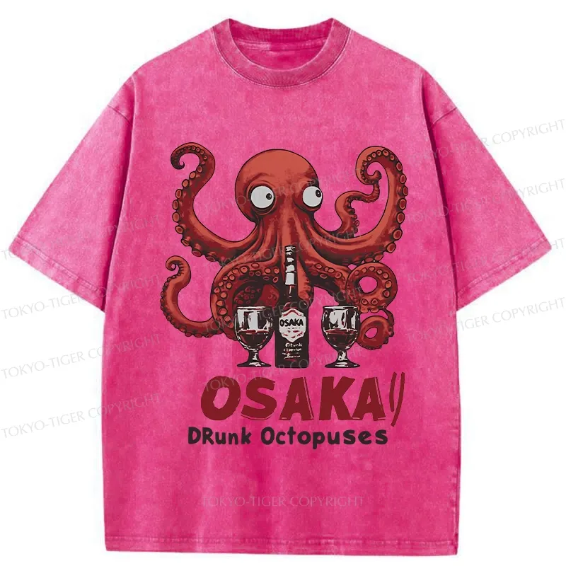 Tokyo-Tiger Osaka Drunk Octopus Washed T-Shirt
