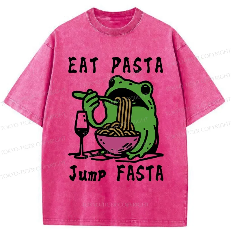 Tokyo-Tiger Eat Pasta Jump Fasta Washed T-Shirt