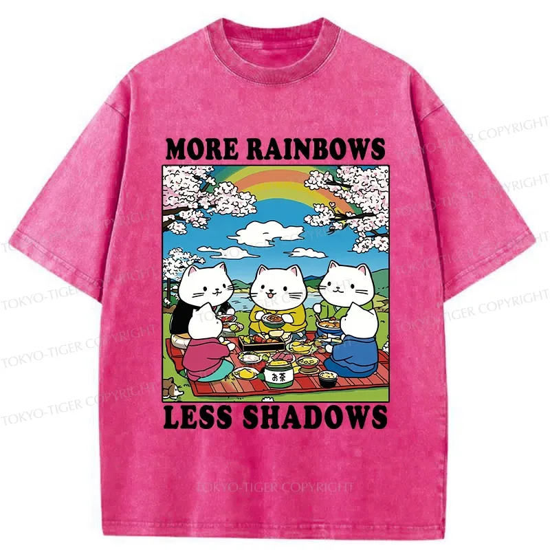 Tokyo-Tiger More Rainbows Less Shadows Funny Washed T-Shirt Sale