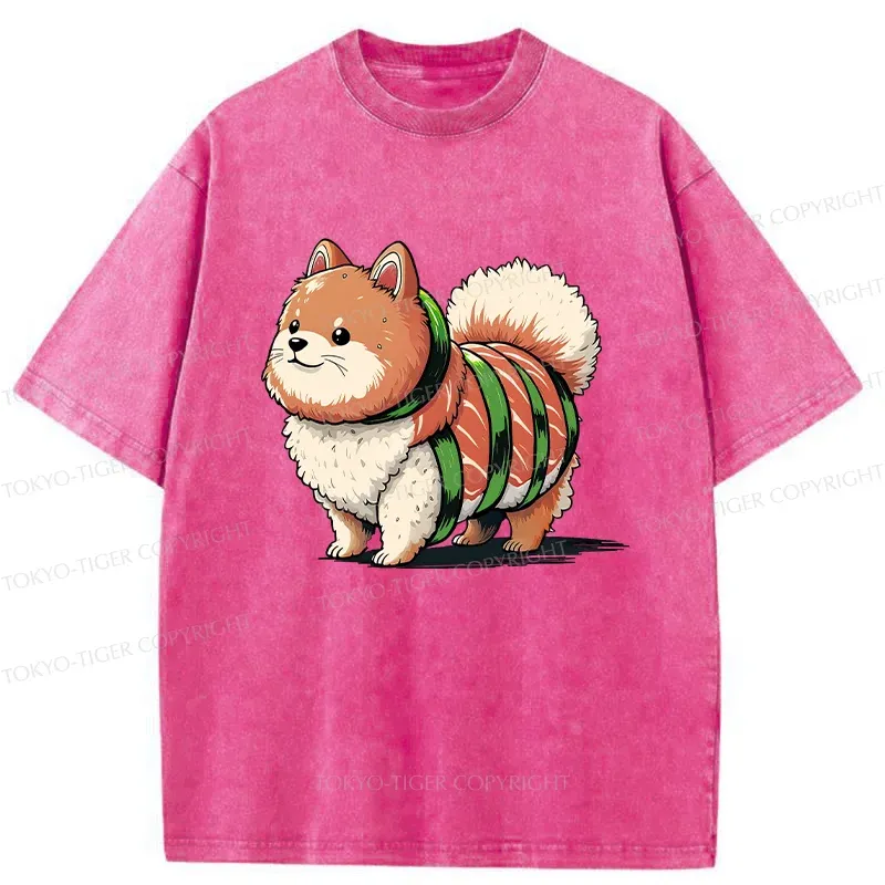 Tokyo-Tiger Japanese Rice Ball Dog Washed T-Shirt