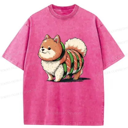 Tokyo-Tiger Japanese Rice Ball Dog Washed T-Shirt