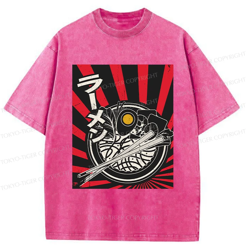 Tokyo-Tiger Vintage Ramen Poster Washed T-Shirt