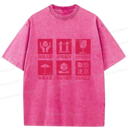 Tokyo-Tiger Japanese Item Labels Washed T-Shirt