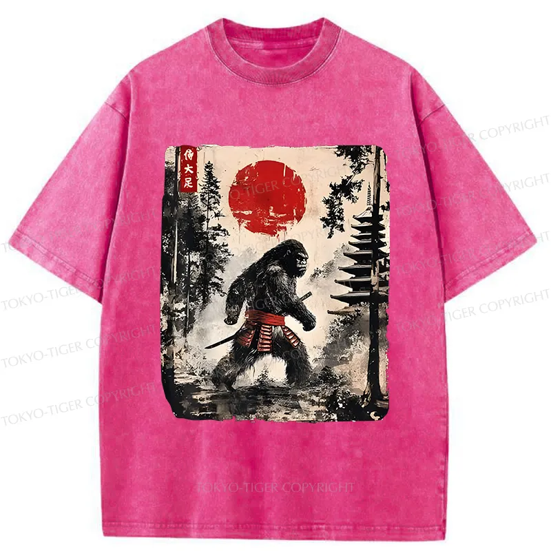 Tokyo-Tiger Japanese Samurai Bigfoot Washed T-Shirt