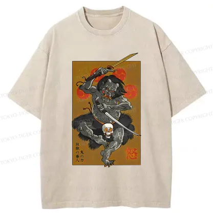 Tokyo-Tiger Japanese Yokai Hell Ghost Washed T-Shirt