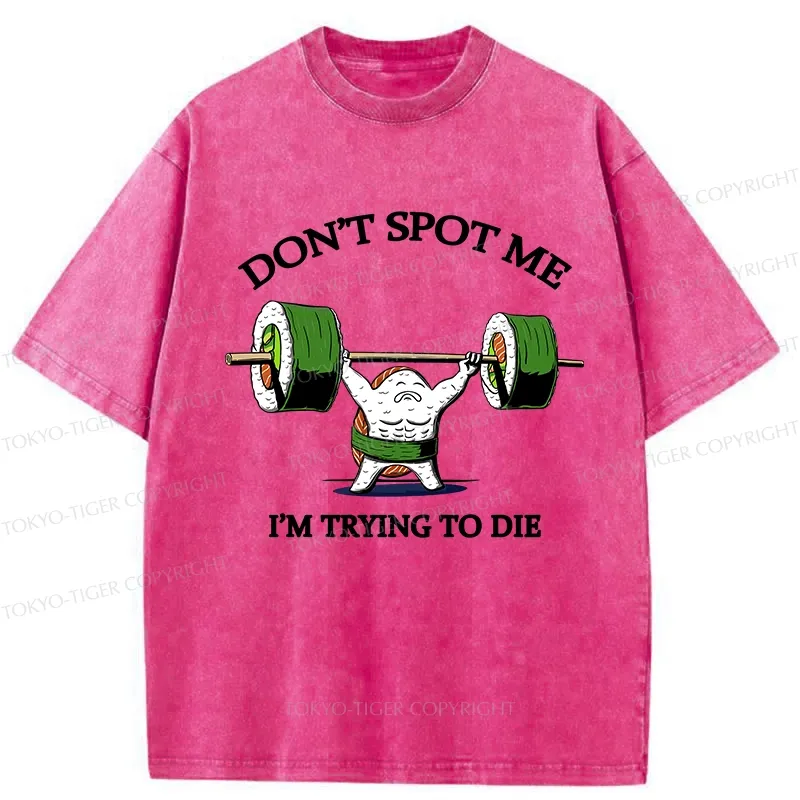 Tokyo-Tiger Funny Sushi Weightlifting Fitness Washed T-Shirt