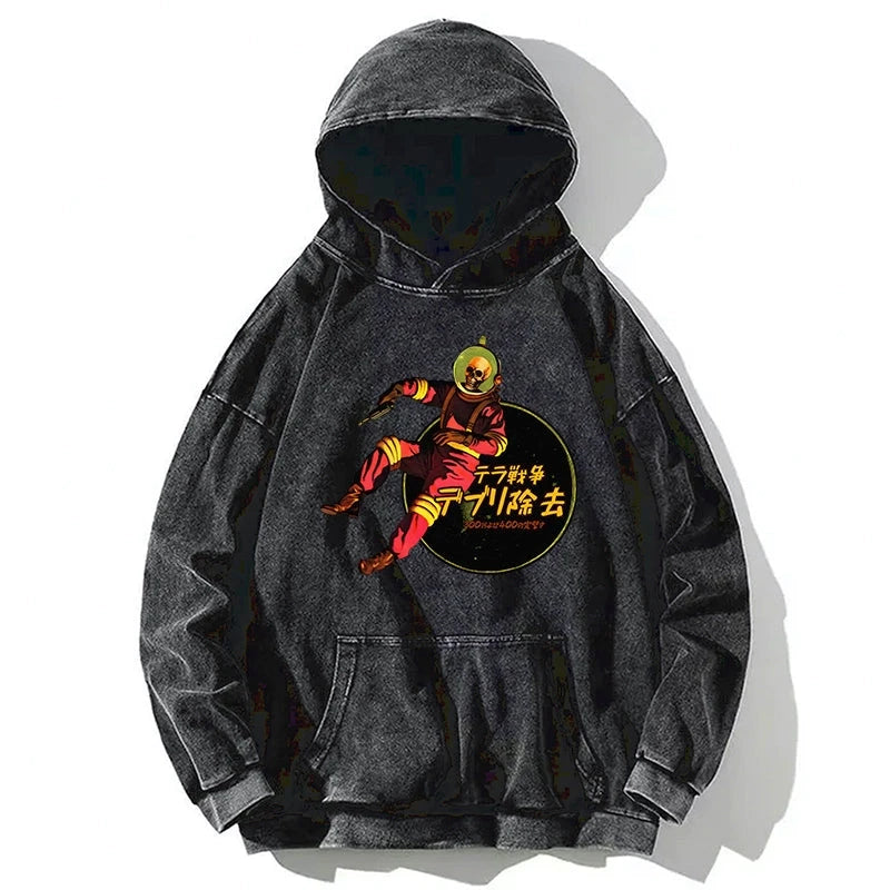 Tokyo-Tiger Skeleton Astronaut Washed Hoodie