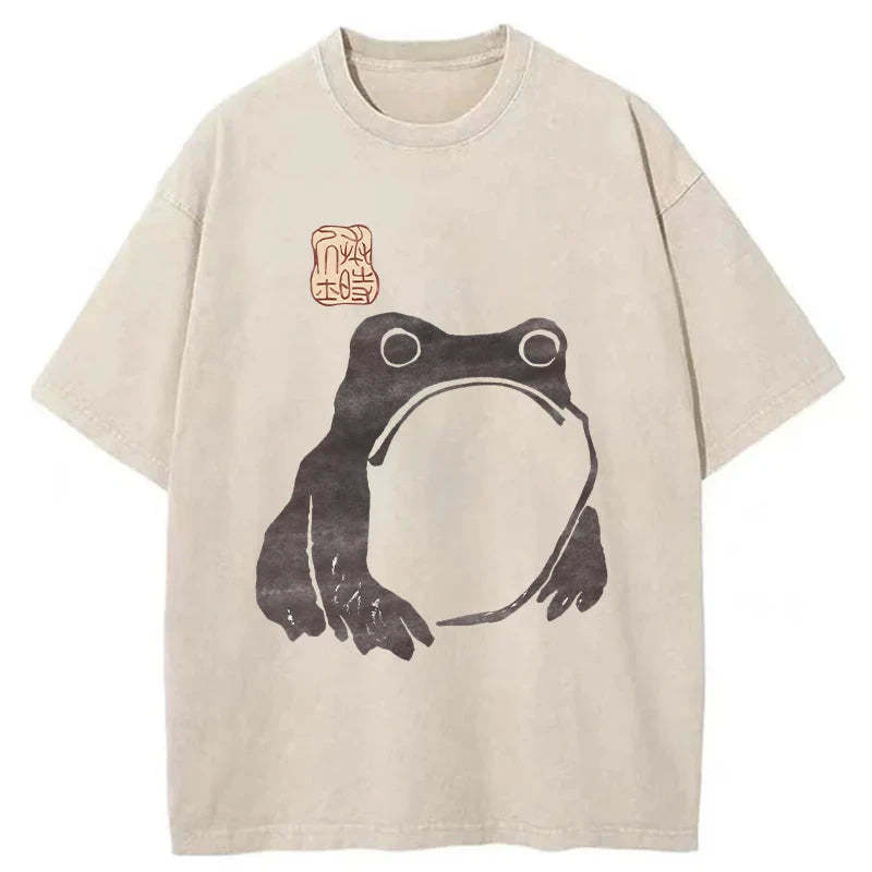 Tokyo-Tiger Matsumoto Hoji Woodblock Print Frog Washed T-Shirt Sale