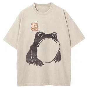 Image of Tokyo-Tiger Matsumoto Hoji Woodblock Print Frog Washed T-Shirt