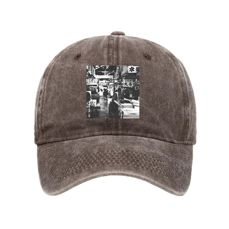 Tokyo-Tiger Tsukiji Fish Market Photo Washed Cap