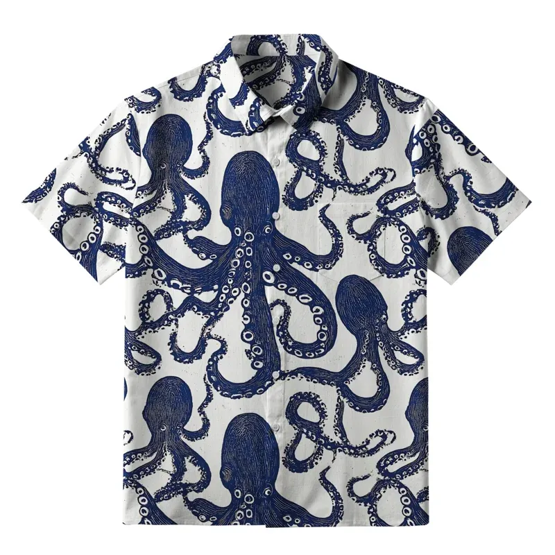 Tokyo-Tiger Ocean Octopus Button-up Shirt