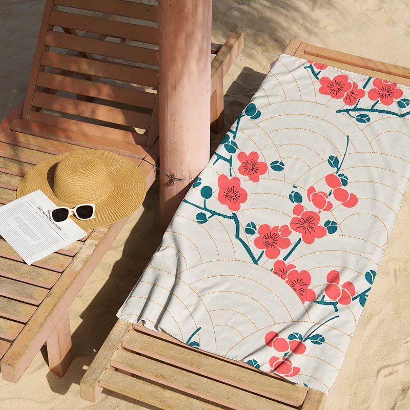 Tokyo-Tiger Blossom Wave Beach Towel