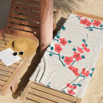 Tokyo-Tiger Blossom Wave Beach Towel