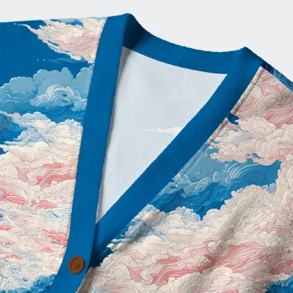 Tokyo-Tiger Fish Soaring In The Sky Ugly Cardigan Sweater