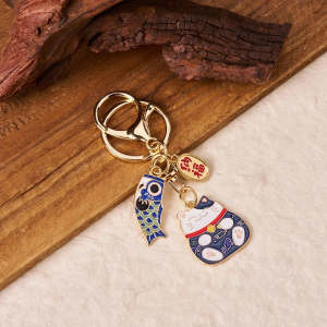 Image of Tokyo-Tiger Blue Lucky Cat Keychain