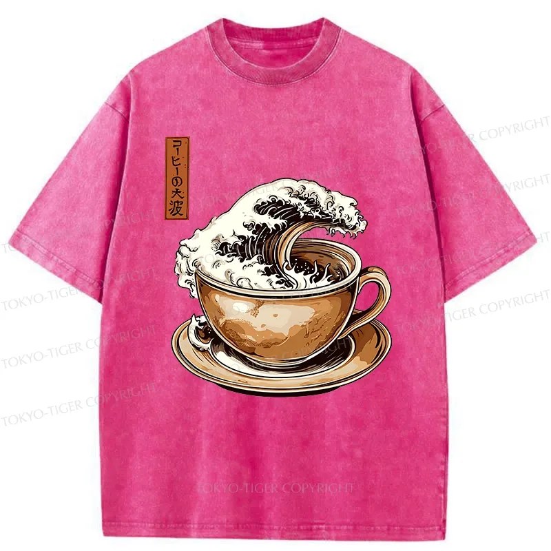 Tokyo-Tiger The Great Coffee Wave Washed T-Shirt