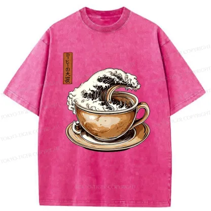 Tokyo-Tiger The Great Coffee Wave Washed T-Shirt