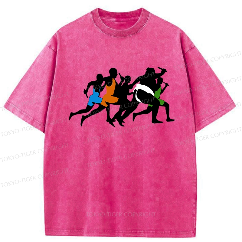 Tokyo-Tiger Funny Sumo Race Washed T-Shirt