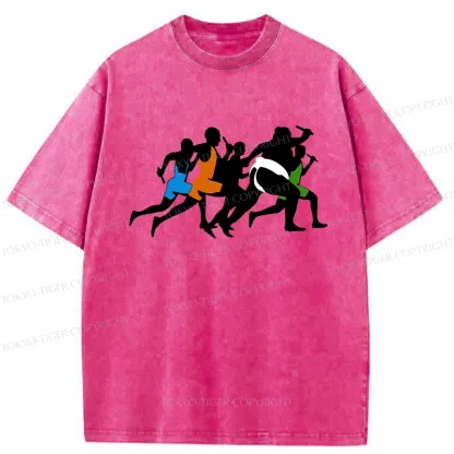 Tokyo-Tiger Funny Sumo Race Washed T-Shirt