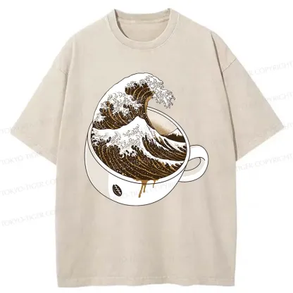 Tokyo-Tiger Tilted Coffee Wave Washed T-Shirt