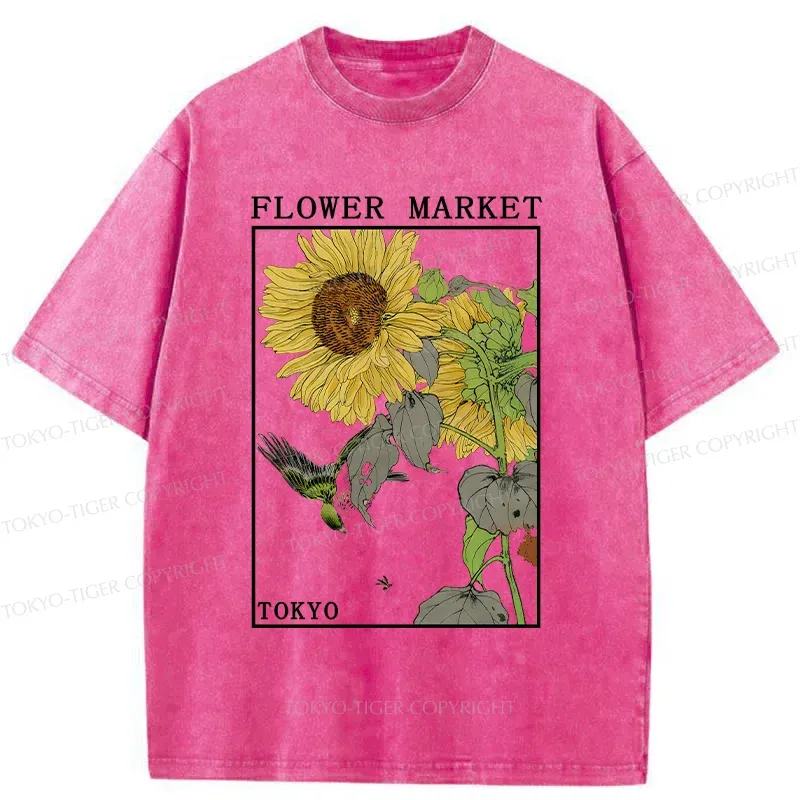 Tokyo-Tiger Vintage Sunflower Washed T-Shirt