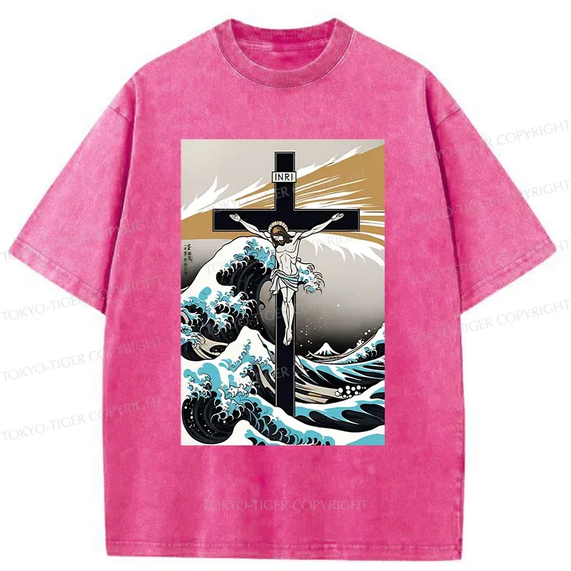 Tokyo-Tiger Crucified Jesus Washed T-Shirt