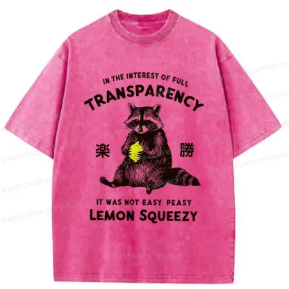 Tokyo-Tiger Raccoon Holding A Lemon Washed T-Shirt