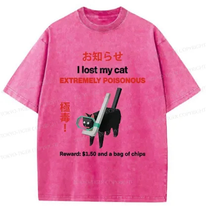 Tokyo-Tiger Find The Toxic Black Cat Funny Washed T-Shirt