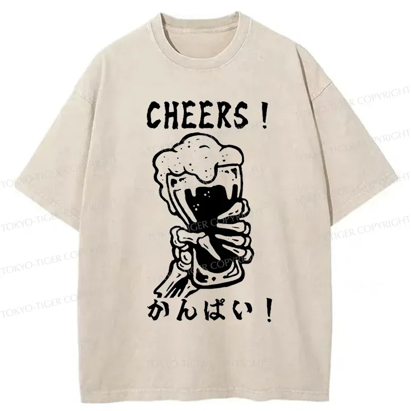 Tokyo-Tiger Cheers Together Washed T-Shirt