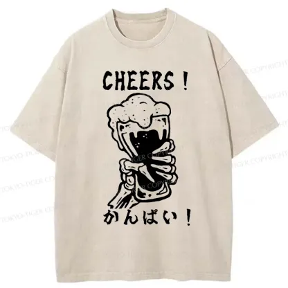 Tokyo-Tiger Cheers Together Washed T-Shirt