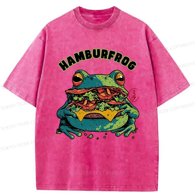 Tokyo-Tiger Funny Hamburfrog Washed T-Shirt
