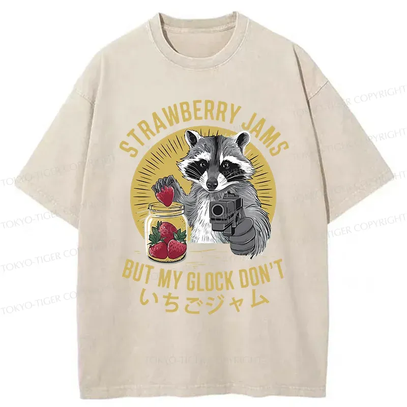 Tokyo-Tiger Strawberry Jam Raccoon Washed T-Shirt
