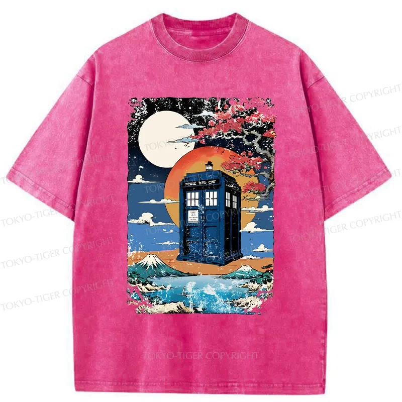 Tokyo-Tiger Tardis Under The Moonlight Washed T-Shirt