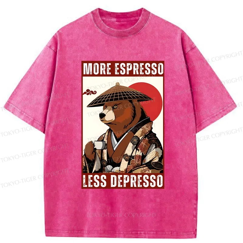 Tokyo-Tiger More Espresso Less Depresso Bear Washed T-Shirt